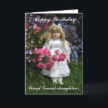 Happy Birthday Great grand-daughter Card<br><div class="desc">Happy birthday great-daughter text on the beautiful garden scene with a pretty doll</div>