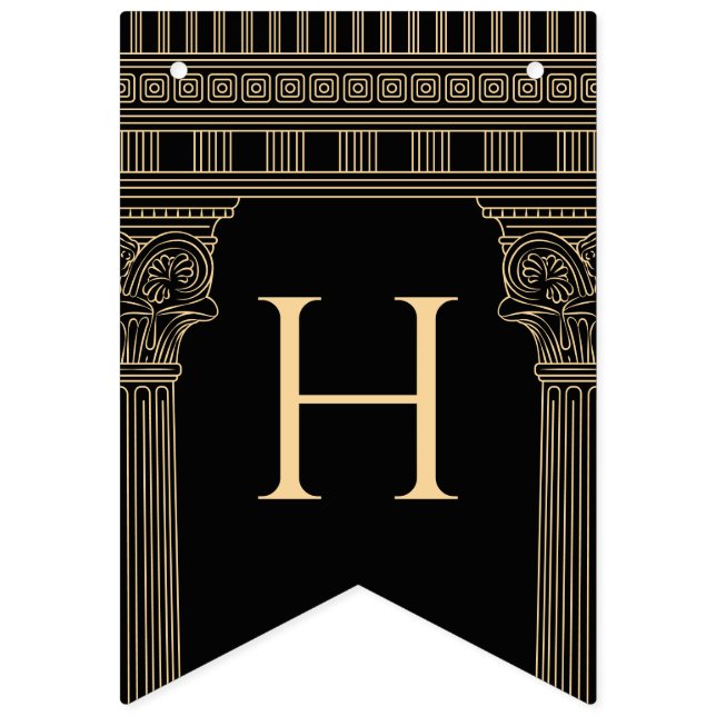 Happy birthday Greek temple with custom colours Bunting (Second Flag)