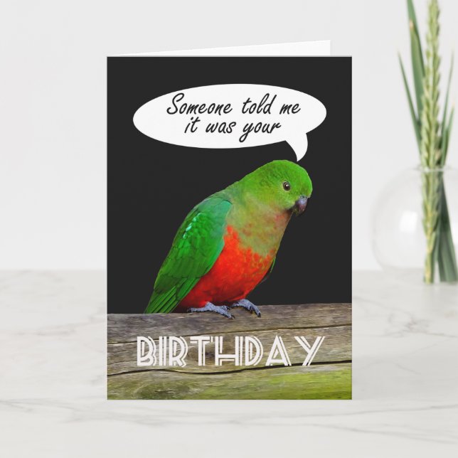 Happy Birthday green and red King Parrot Card (Front)