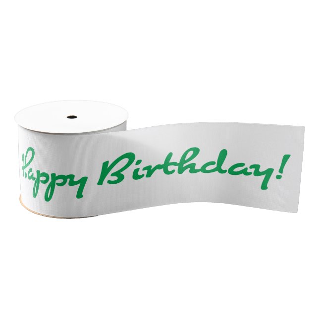 Happy Birthday! Green Casual Script Grosgrain Ribbon (Spool)
