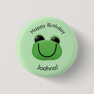 Happy Birthday Green Frog 3 Cm Round Badge