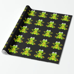 Happy Birthday Green Frog Wrapping Paper