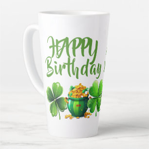 Happy Birthday Green Lucky Irish Age Coffee Latte Mug