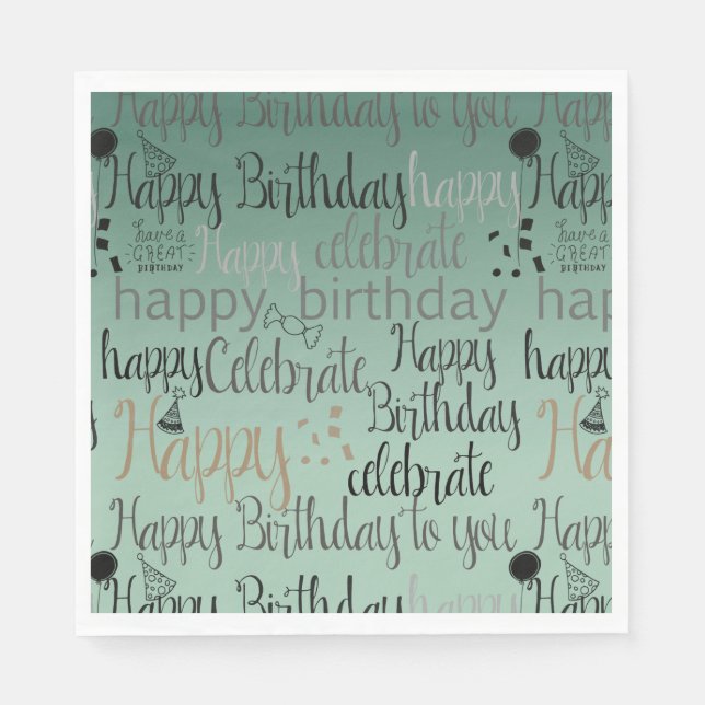 Happy Birthday Green Napkin (Front)