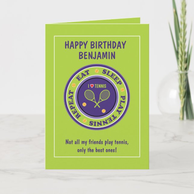 Happy Birthday, green 🎾Tennis Birthday 🎉 Card (Front)