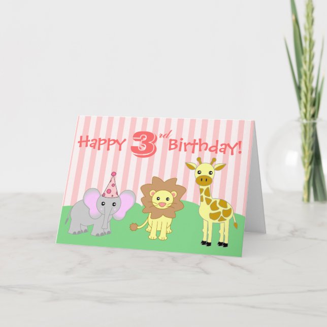 Happy Birthday Greeting Card - Baby Animals (Front)