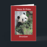 Happy Birthday Greeting Card Giant Panda Grandson<br><div class="desc">This colourful card is part of our "panda" collection, which also includes gift items with images of giant pandas - kindle covers, iPad cases, phone cases, small jewellery boxes, wrapping paper, and other gifts. This sample says "Grandson", but you can customise the card and the matching products, to make them...</div>