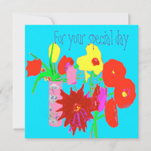 Happy Birthday Greeting Card with Happy Flowers