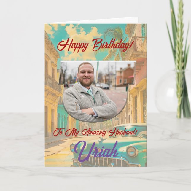 Happy Birthday Greeting Card with Photo (Front)