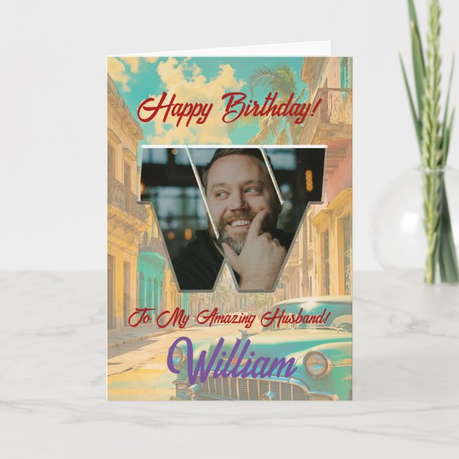 Happy Birthday Greeting Card with Photo (Front)