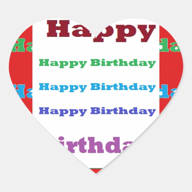 Happy Birthday Greeting Script Acrylic Red base 99 Heart Sticker (Front)