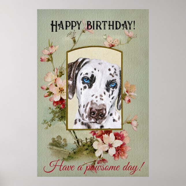 Happy Birthday Greetings Dalmatian Poster (Front)