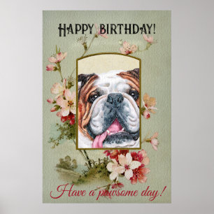 Happy Birthday Greetings English bulldog Poster