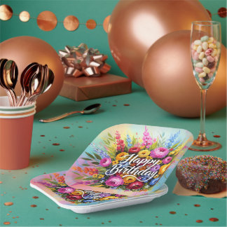 Happy Birthday Greetings Paper Plate