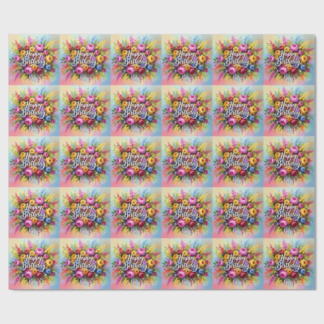 Happy Birthday Greetings Wrapping Paper (Flat)