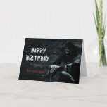 Happy Birthday Grim Reaper See You Soon Card<br><div class="desc">Dark humoured birthday card featuring the Grim Reaper standing in the cold mossy depths of hell. A funny card with the Grim Reaper saying,  “See you soon” for another year has just slipped by.</div>