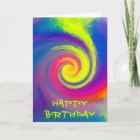 Happy Birthday - Groovy Abstract Spiral Swirl