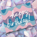 HAPPY BIRTHDAY Groovy Colourful Wavy Stripes Postcard<br><div class="desc">Check out this sweet and colourful art,  hand made by me for you! Feel free to add your own text or change the colours. Visit my shop for more!</div>