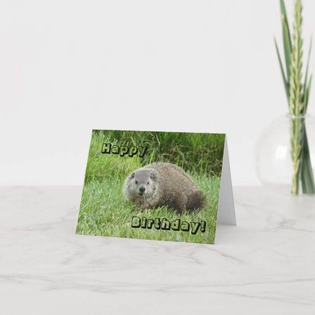 Happy Birthday groundhog Card (Front)