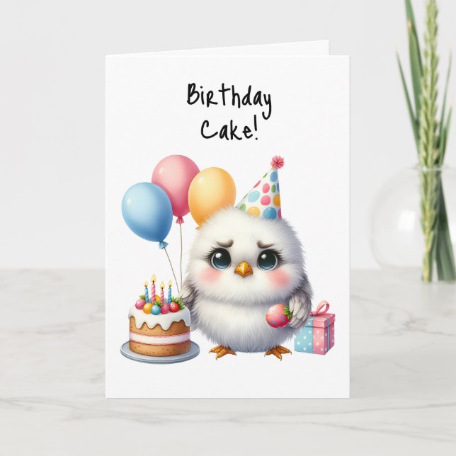 Happy Birthday Grumpy Bird Cake Candles Gifts Card (Front)