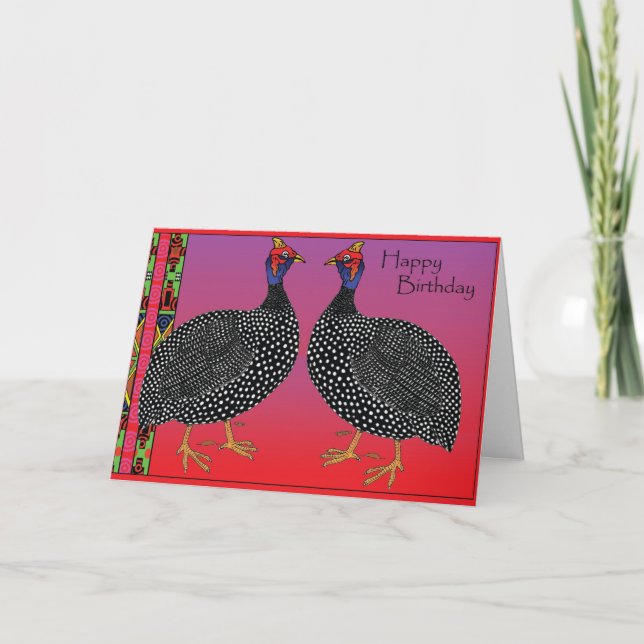 Happy Birthday -Guinea Fowl Card (Front)
