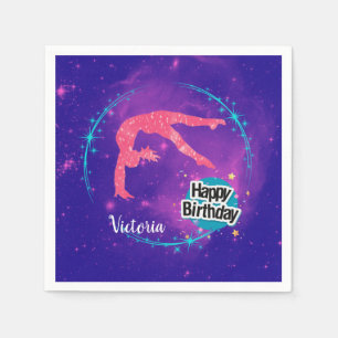 Happy Birthday Gymnastics Galaxy Tumbling  Napkin