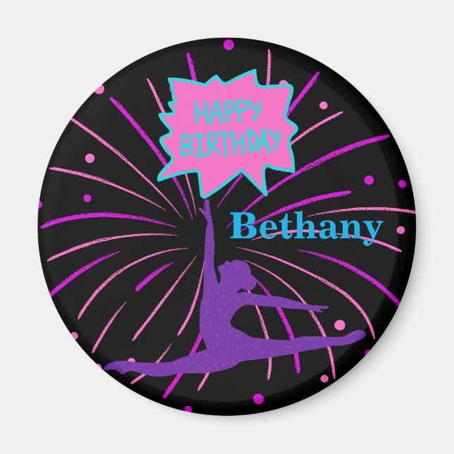 Happy Birthday Gymnastics Personalised  Magnet (Front)
