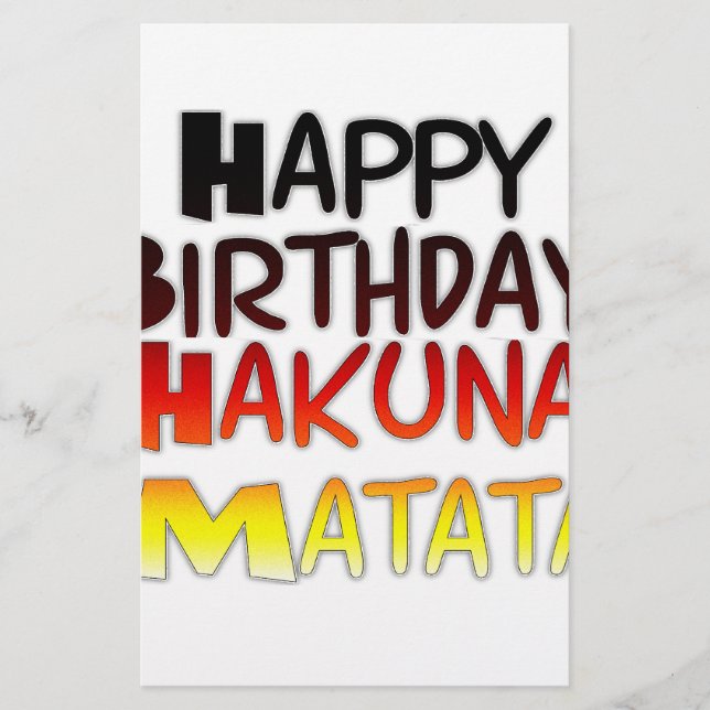 Happy Birthday Hakuna Matata Inspirational graphic (Front)