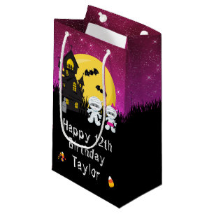 Happy Birthday Halloween Mummy Pink Small Gift Bag