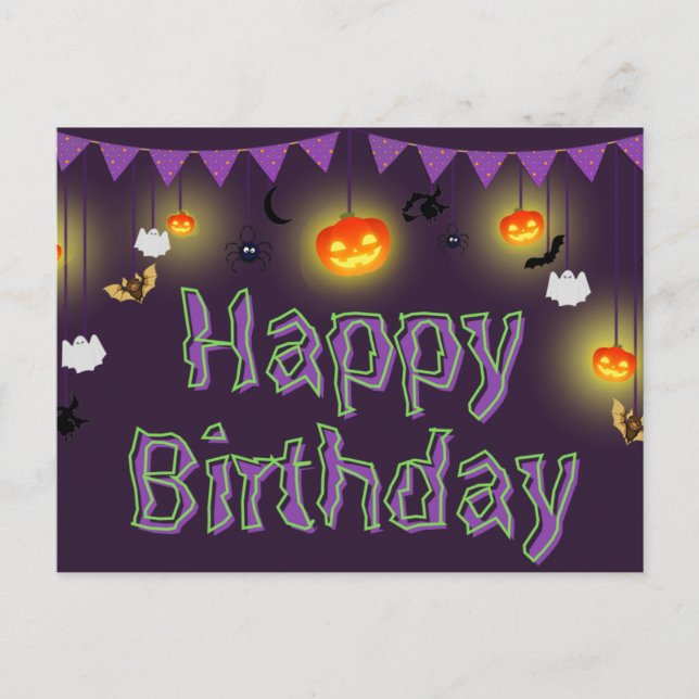 Happy Birthday Halloween Postcard (Front)