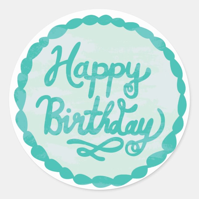 Happy Birthday Hand Lettered Icing  Classic Round Sticker (Front)