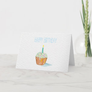 happy birthday hand painted cupcake card