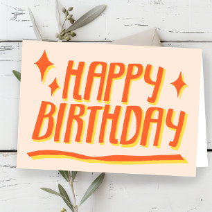 HAPPY BIRTHDAY Handlettered Orange Customised Card