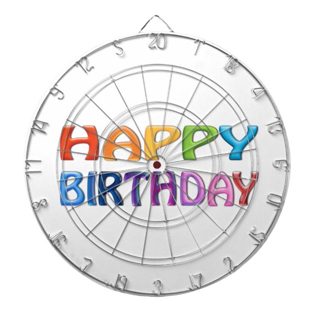 HAPPY BIRTHDAY - Happy 3D-like Colourful Gift Dartboard (Front)