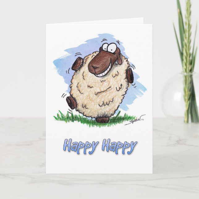 Happy Birthday Happy Dancing Sheep Card (Front)