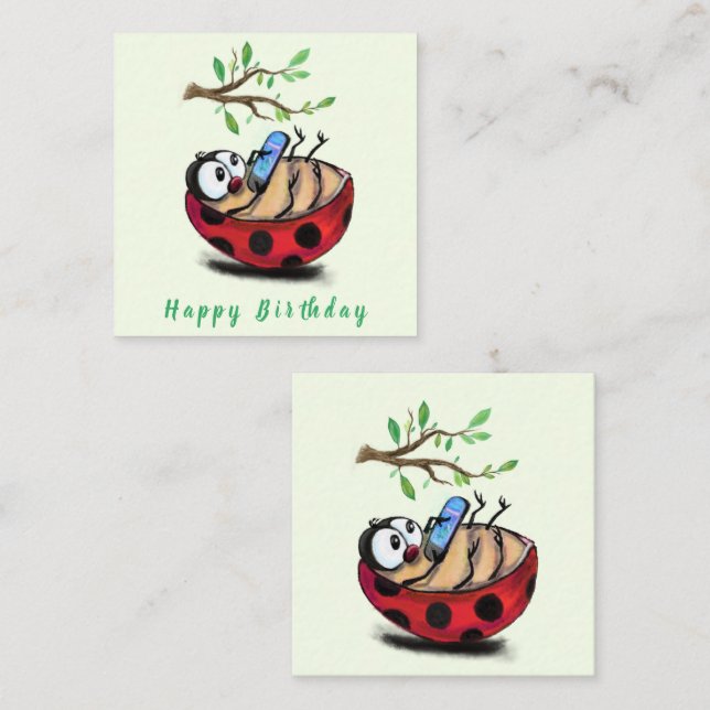 Happy Birthday - Happy Little Ladybug with Phone Card (Front/Back)