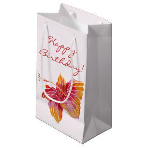 Happy Birthday Hawaiian Hibiscus Flower Small Gift Bag