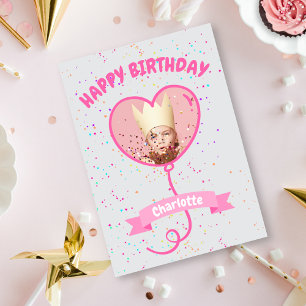 Happy Birthday Heart Balloon Photo Card