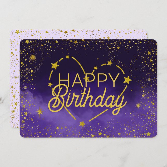 Happy Birthday Heart Constellation and Stars Card (Front/Back)