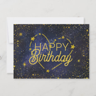 Happy Birthday Heart Constellation and Stars Card