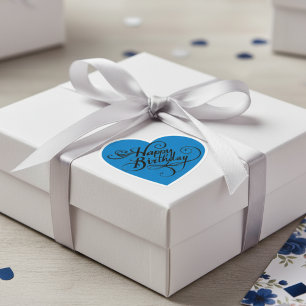 Happy Birthday Heart French Blue Sticker