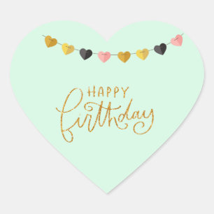 Happy Birthday Heart Mint Colour for Her Sticker