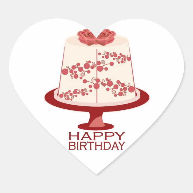 Happy Birthday Heart Sticker (Front)
