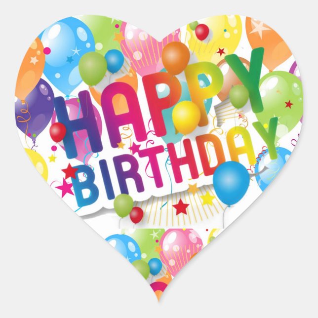 Happy Birthday Heart Sticker (Happy Birthday Heart Shape 
Stickers!)