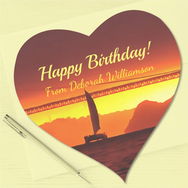 Happy Birthday Heart Sunset 1124 Heart Sticker (Creator Uploaded)