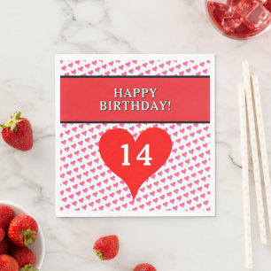 Happy Birthday Hearts Napkin