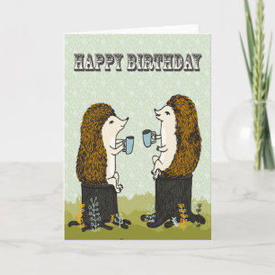 Happy Birthday - Hedgehog Tea Party Greeting Card