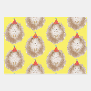 Happy Birthday Hedgehog Wrapping Paper Sheet