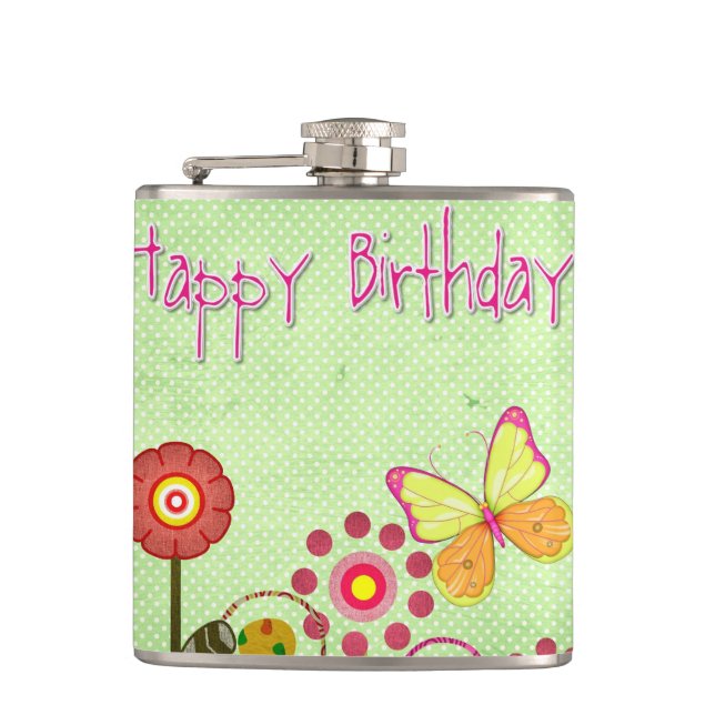 Happy Birthday Hip Flask (Front)
