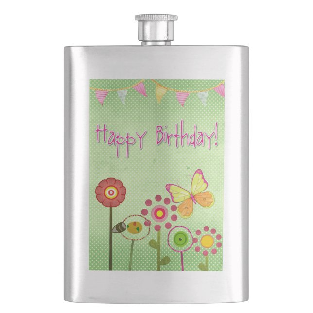 Happy Birthday Hip Flask (Front)